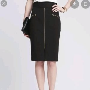 Banana Republic Sloan Pencil Skirt 0 Black Zipper Midi High Waist